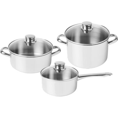 Conjunto de Cozinha Low Cost Essential Glass em Aço Inoxidável (3 Peças) - SILAMPOS Conjunto de Cozinha Low Cost Essential Glass em Aço Inoxidável (3 Peças) - SILAMPOS