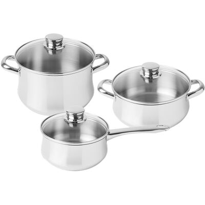 Conjunto de Cozinha Low Cost Classic Glass em Aço Inoxidável (3 Peças) - SILAMPOS Conjunto de Cozinha Low Cost Classic Glass em Aço Inoxidável (3 Peças) - SILAMPOS