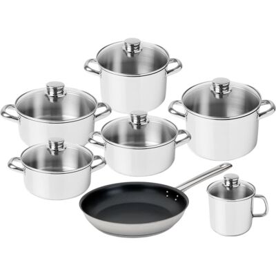 Conjunto de Cozinha Low Cost Essential Glass em Aço Inoxidável (7 Peças) - SILAMPOS Conjunto de Cozinha Low Cost Essential Glass em Aço Inoxidável (7 Peças) - SILAMPOS