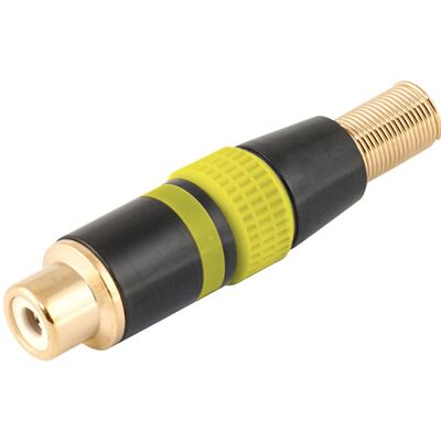 NIMO Ficha RCA Metálica Femea c/ Anel Amarelo NIMO Ficha RCA Metálica Femea c/ Anel Amarelo