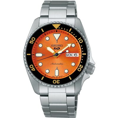 Relógio Analógico 5 Sports Automatic SRPK35K1 38MM (Prateado/Laranja) - SEIKO Relógio Analógico 5 Sports Automatic SRPK35K1 38MM (Prateado/Laranja) - SEIKO