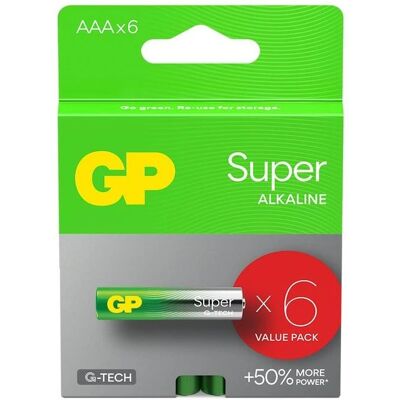 GP Batteries Super Alcalinas AAA - Pilhas - Pacote com 6 GP Batteries Super Alcalinas AAA - Pilhas - Pacote com 6