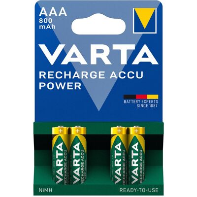 Blister 4x Pilhas Recarregáveis R03 / AAA (Micro) 800mAh - VARTA Blister 4x Pilhas Recarregáveis R03 / AAA (Micro) 800mAh - VARTA