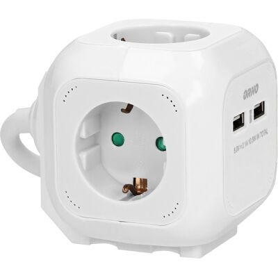 Extensão Quadrupla c/ 2x USB Branco (1,4 mts) - ORNO Extensão Quadrupla c/ 2x USB Branco (1,4 mts) - ORNO