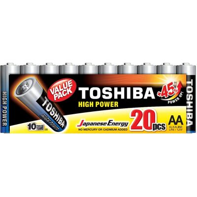 Toshiba - Pacote com 20 Pilhas AA de Alta Potência - Pilhas Toshiba - Pacote com 20 Pilhas AA de Alta Potência - Pilhas