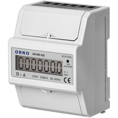Medidor Digital de Custos de Energia p/ Calha DIN 5(80)A (Monofásico) - ORNO Medidor Digital de Custos de Energia p/ Calha DIN 5(80)A (Monofásico) - ORNO