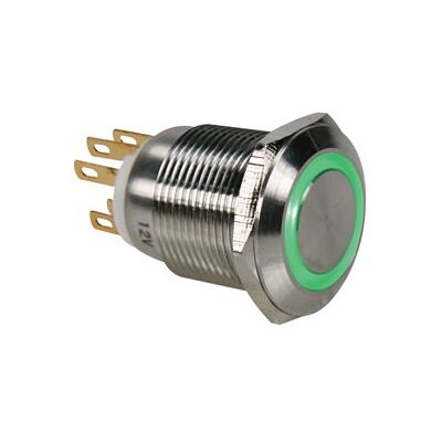Velleman Pulsador Aço Inox. SPDT - 1NO 1NC - Luz Verde Velleman Pulsador Aço Inox. SPDT - 1NO 1NC - Luz Verde