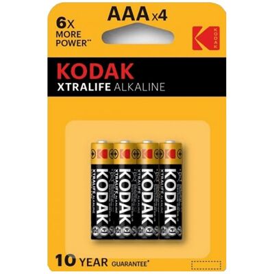 Blister 4 Pilhas Alcalinas 1,5V LR03 AAA - KODAK Blister 4 Pilhas Alcalinas 1,5V LR03 AAA - KODAK