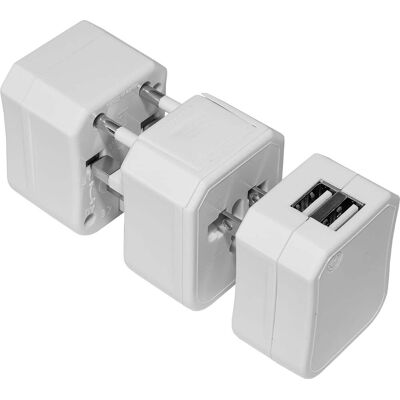 WELL Ficha Adaptadora Universal de Viagem com 2x USB WELL Ficha Adaptadora Universal de Viagem com 2x USB