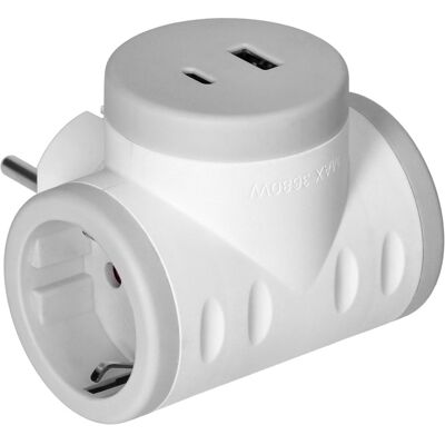 Tomada Dupla c/ Porta USB-A e USB-C - ORNO Tomada Dupla c/ Porta USB-A e USB-C - ORNO