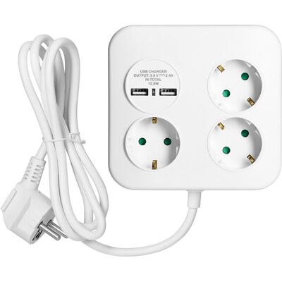 ORNO Extensão Tripla + 2x USB (1,4 mts) - VIRONE ORNO Extensão Tripla + 2x USB (1,4 mts) - VIRONE