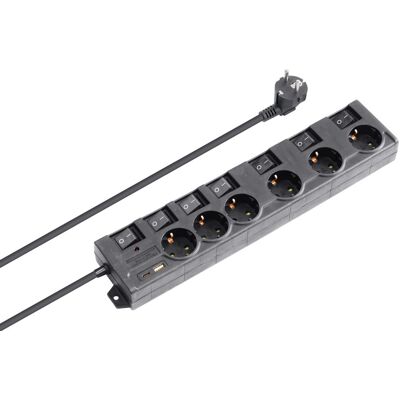 Extensão Sextupla c/ Interruptores Individuais / Porta USB-C / USB-A (1,3 mts) - NIMO Extensão Sextupla c/ Interruptores Individuais / Porta USB-C / USB-A (1,3 mts) - NIMO