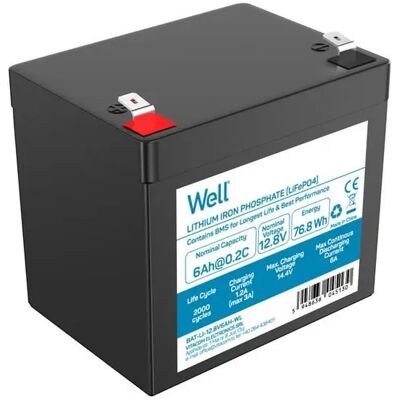 Bateria de Lítio LiFePO4 12,8V 6Ah 76.8Wh - WELL Bateria de Lítio LiFePO4 12,8V 6Ah 76.8Wh - WELL