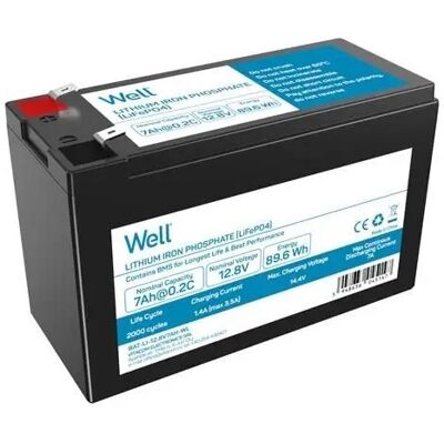 Bateria de Lítio LiFePO4 12,8V 7Ah 89,6Wh - WELL Bateria de Lítio LiFePO4 12,8V 7Ah 89,6Wh - WELL