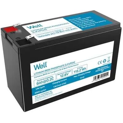Bateria de Lítio LiFePO4 12,8V 9Ah 115,2Wh - WELL Bateria de Lítio LiFePO4 12,8V 9Ah 115,2Wh - WELL