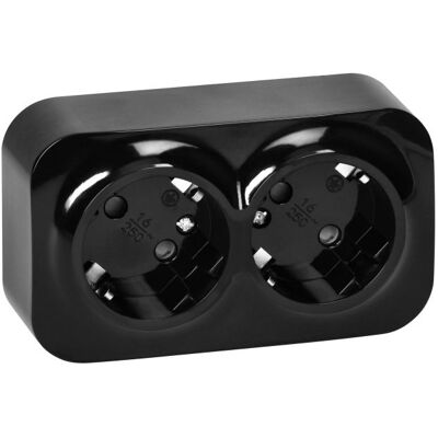 Tomada Dupla 2x2P+E ToDo 16A/230VAC IP20 (Preto) - ORNO Tomada Dupla 2x2P+E ToDo 16A/230VAC IP20 (Preto) - ORNO