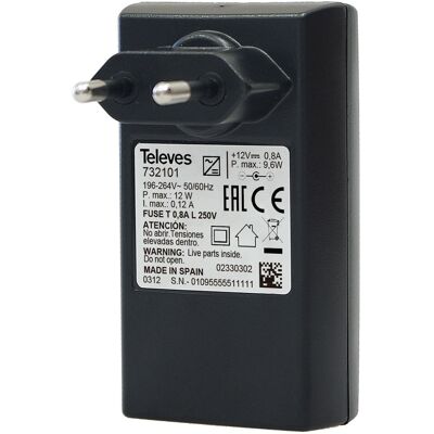 Fonte de Alimentação 12V 0,8A - TELEVES Fonte de Alimentação 12V 0,8A - TELEVES