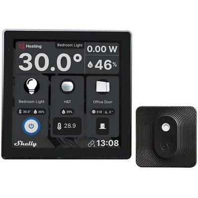 Painel Tátil 4" Wi-Fi/Bluetooth p/ Parede + Sensor de Humidade e Temperatura (Preto) - SHELLY Painel Tátil 4" Wi-Fi/Bluetooth p/ Parede + Sensor de Humidade e Temperatura (Preto) - SHELLY