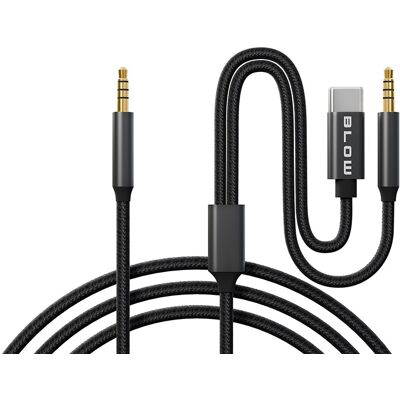 Cabo Jack 3,5mm Macho -> USB-C Macho + Jack 3,5 mm Macho (1,2 mts) - BLOW Cabo Jack 3,5mm Macho -> USB-C Macho + Jack 3,5 mm Macho (1,2 mts) - BLOW