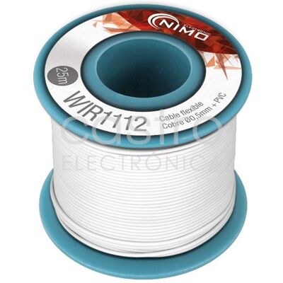 NIMO Bobine Fio Flexivel Cobre 0,5mm (Branco) p/ Montagens - 25 mts NIMO Bobine Fio Flexivel Cobre 0,5mm (Branco) p/ Montagens - 25 mts