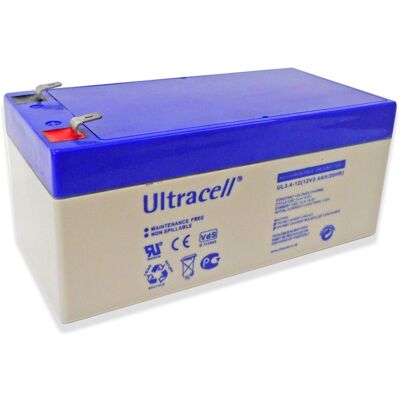 Bateria Chumbo 12V 3,4Ah (134 x 65 x 60 mm) - Ultracell Bateria Chumbo 12V 3,4Ah (134 x 65 x 60 mm) - Ultracell
