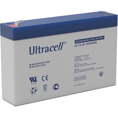 Bateria Chumbo 6V 7Ah (151 x 34 x 94 mm) - Ultracell Bateria Chumbo 6V 7Ah (151 x 34 x 94 mm) - Ultracell