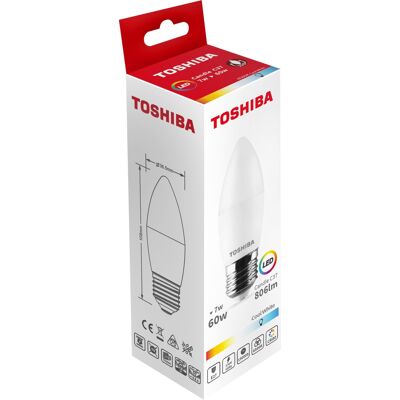 Lâmpada LED E27 C37 7W 6500K 806Lm - TOSHIBA Lâmpada LED E27 C37 7W 6500K 806Lm - TOSHIBA