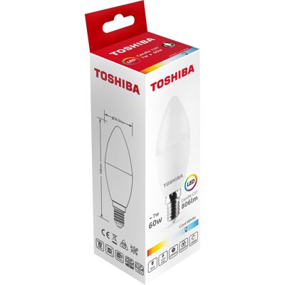 Lâmpada LED E14 C37 7W 6500K 806Lm - TOSHIBA Lâmpada LED E14 C37 7W 6500K 806Lm - TOSHIBA
