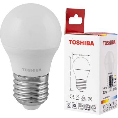 Lâmpada LED E27 G45 4,7W 4000K 470Lm - TOSHIBA Lâmpada LED E27 G45 4,7W 4000K 470Lm - TOSHIBA