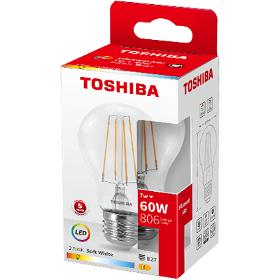 Toshiba - A60 E27 - Branco quente - A60 - Lâmpada LED Toshiba - A60 E27 - Branco quente - A60 - Lâmpada LED