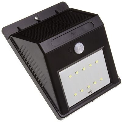 Candeeiro Exterior Solar Mural 20 LED´s Branco F. 6000K c/ Sensor Movimento PIR (Preto) Candeeiro Exterior Solar Mural 20 LED´s Branco F. 6000K c/ Sensor Movimento PIR (Preto)