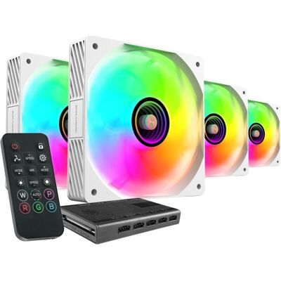 Pack 4x Ventoinhas MFSI4KITW 120mm ARGB (Branco) - MARS-GAMING Pack 4x Ventoinhas MFSI4KITW 120mm ARGB (Branco) - MARS-GAMING