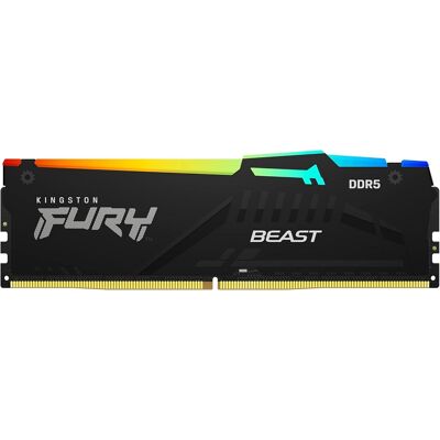 Memória RAM DIMM Fury Beast RGB 32GB (1x32GB) DDR5-6000MHz (AMD Expo/Intel XMP) CL36 - KINGSTON Memória RAM DIMM Fury Beast RGB 32GB (1x32GB) DDR5-6000MHz (AMD Expo/Intel XMP) CL36 - KINGSTON