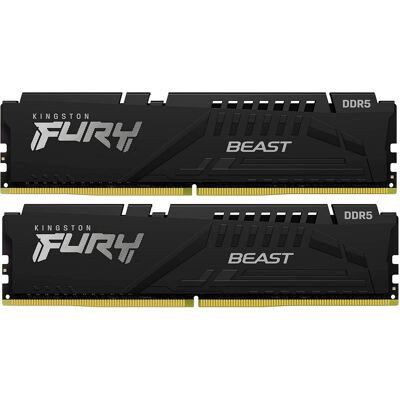 Memória RAM DIMM Fury Beast 64GB (2x32GB) DDR5-5600MHz (AMD Expo/Intel XMP) CL40 - KINGSTON Memória RAM DIMM Fury Beast 64GB (2x32GB) DDR5-5600MHz (AMD Expo/Intel XMP) CL40 - KINGSTON