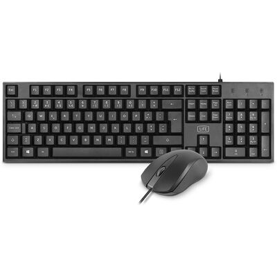 Kit USB Teclado PT + Rato Base (Preto) - 1LIFE Kit USB Teclado PT + Rato Base (Preto) - 1LIFE