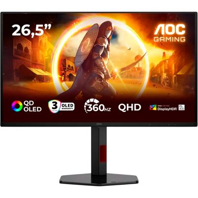Monitor 26.5" Q27G4SDR Quad HD QD-OLED (Preto/Vermelho) - AOC Monitor 26.5" Q27G4SDR Quad HD QD-OLED (Preto/Vermelho) - AOC