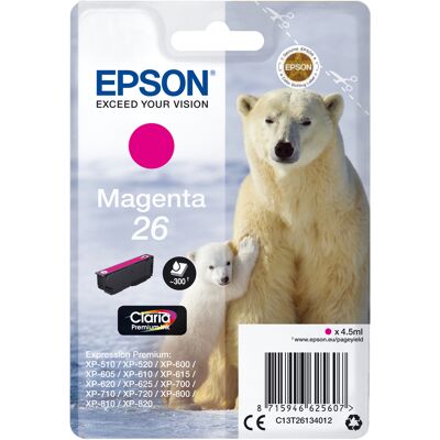 Tinteiro EPSON Magenta Serie 26 XP-600/700/800 - C13T26134012 Tinteiro EPSON Magenta Serie 26 XP-600/700/800 - C13T26134012