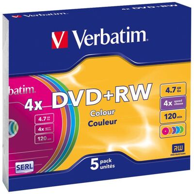 Pack 5 DVD+RW 4.7GB 4x Colours - VERBATIM Pack 5 DVD+RW 4.7GB 4x Colours - VERBATIM
