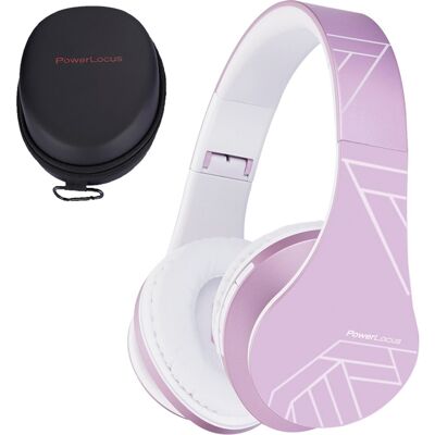 Fones de ouvido PowerLocus P2 para crianças - Rosa e Branco - Sem fio e com fio Fones de ouvido PowerLocus P2 para crianças - Rosa e Branco - Sem fio e com fio