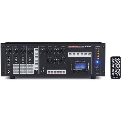 Amplificador multi-zona Fonestar MAZ-6600RU com USB/SD/MP3 e rádio FM Amplificador multi-zona Fonestar MAZ-6600RU com USB/SD/MP3 e rádio FM