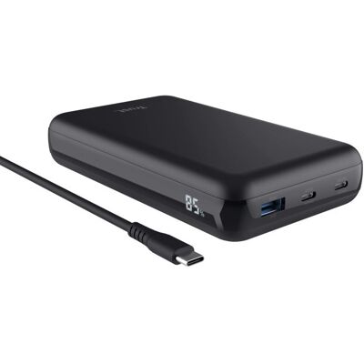Powerbank Laro (2xUSB-C + USB-A) 20000mAh 100W (Preto) - TRUST Powerbank Laro (2xUSB-C + USB-A) 20000mAh 100W (Preto) - TRUST