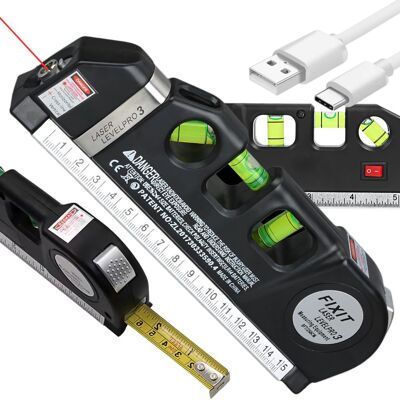 Fita Métrica Multifunções USB c/ Nível + Laser (2,50 mts) Fita Métrica Multifunções USB c/ Nível + Laser (2,50 mts)