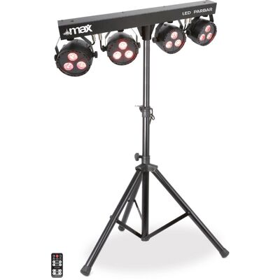 Barra LEDs Portátil c/ 4 Projectores LED 3x 4-EM-1 RGBW + Tripé - MAX Barra LEDs Portátil c/ 4 Projectores LED 3x 4-EM-1 RGBW + Tripé - MAX