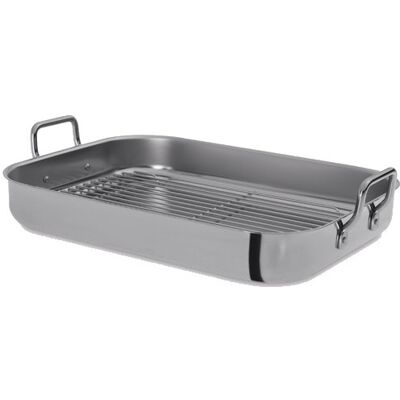 Tabuleiro c/ Asas e Grelha 36x27cm (Aço Inoxidável) - SILAMPOS Tabuleiro c/ Asas e Grelha 36x27cm (Aço Inoxidável) - SILAMPOS