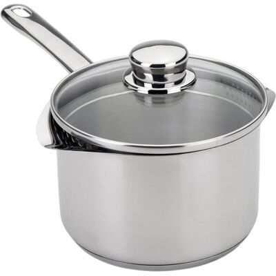 Caçarola Europa c/ Cabo + Tampa Vidro Escoadora 1.9L (Aço Inoxidável) - SILAMPOS Caçarola Europa c/ Cabo + Tampa Vidro Escoadora 1.9L (Aço Inoxidável) - SILAMPOS
