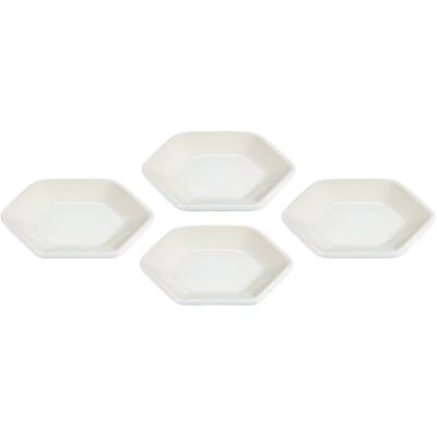 Conjunto 4 Pratos p/ Petiscos Hexagonais em Cerâmica de Grés 10xm (Merengue) - LE CREUSET Conjunto 4 Pratos p/ Petiscos Hexagonais em Cerâmica de Grés 10xm (Merengue) - LE CREUSET
