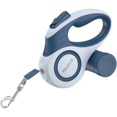 Trela Retrátil 3 mts c/ Compartimento de Saco p/ Animais de Estimação (Azul) - ROJECO Trela Retrátil 3 mts c/ Compartimento de Saco p/ Animais de Estimação (Azul) - ROJECO