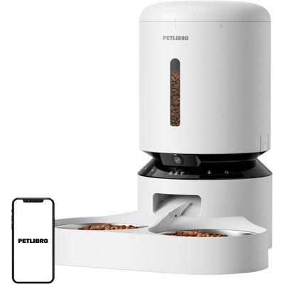Dispensador de Comida Inteligente Granary 5L c/ 2 Taças e Câmara (Branco) - PETLIBRO Dispensador de Comida Inteligente Granary 5L c/ 2 Taças e Câmara (Branco) - PETLIBRO