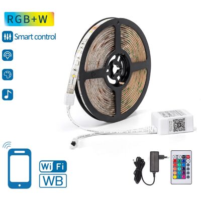 AIGOSTAR Pack Fita LEDs Inteligente Smart RGB+W Wi-Fi 12V (5 mts) + Controlador + Fonte Alimentação AIGOSTAR Pack Fita LEDs Inteligente Smart RGB+W Wi-Fi 12V (5 mts) + Controlador + Fonte Alimentação
