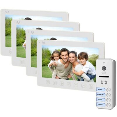 Kit Video Porteiro Cores (4 Apartamentos) Branco - ORNO Kit Video Porteiro Cores (4 Apartamentos) Branco - ORNO